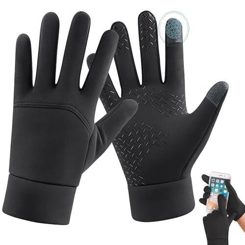Ailah Guantes Termicos Hombre para Invierno con Pantalla Tactil Guantes Running Hombres Antideslizantes para Moto Ciclismo Y Uso Diario Diseño Ajustado Y Comodo para Clima Frio- M