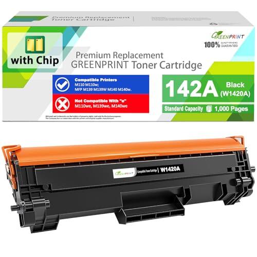 CON CHIP 142A W1420A Cartucho de Tóner Compatible 1000 Páginas Capacidad Estándar Negro para H P LaserJet M110 M110w MFP M139 M139w M140 M140w Impresoras, No Funciona H P + Modelo que Termina en "e"