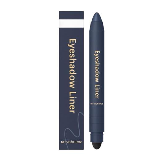 Delineador y sombra de ojos 2 en 1, sombra de ojos en barra, de sin complicaciones, resistente a las manchas, impermeable, duradero, suave y fácil de aplicar (Azul marino)