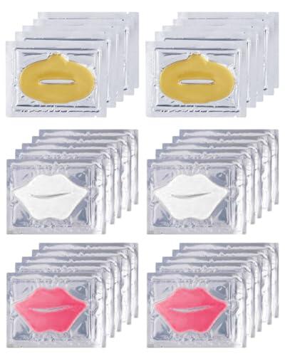 HUVZOR Labios Mascarilla Hidratante de Colágeno (30 Unidades) - Set de Cuidado Labial con Colágeno Marino, Cereza y Miel, Reduce Líneas Finas y Protege Labios Secos o Agrietados