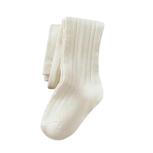 Generisch Medias de algodón para bebé niña con diseño trenzado, medias de bebé, leggings para bebé, beige, 0-6 meses