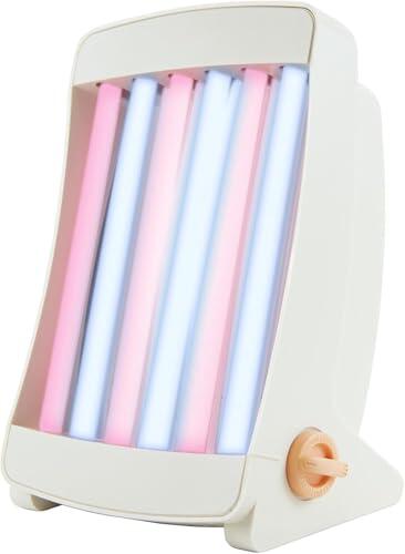 Efbe GB 906 C - Solarium facial para el hogar, bronceador con 6 tubos UVA con luz rosa y azul, fabricado en Alemania, incluye 2 gafas de protección y asa, 90 W