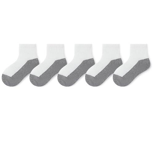 5 pares de calcetines escolares de algodón transpirable para niños y niñas, calcetines suaves para deportes y uso diario, 2-12 años, 2 gris., 3 años