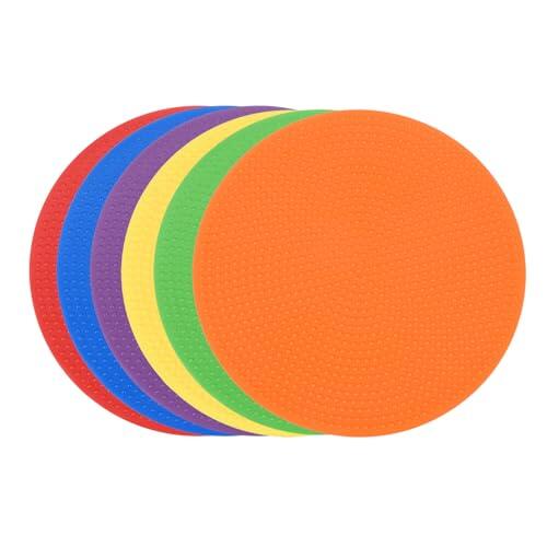 PATIKIL Marcadores De Piso De 4 Pulgadas 6 Piezas Puntos Antideslizantes para Gimnasio Conos Planos para Entrenamiento De Velocidad Deportes De Fútbol Baloncesto Danza 6 Colores