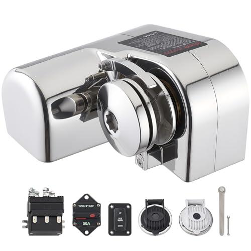 VEVOR Molinete de Ancla Eléctrico de 12 V CC, 600 W, para Cadenas de 6,35 mm y Cuerdas de Nailon de 14 a 16 mm, Carga de Tracción de 260 kg, para Embarcaciones de 7 a 9 m, 233 x 206 x 140 mm