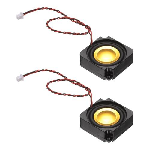 PATIKIL Mini altavoz de 3 W y 4 ohmios, 2 unidades de rango completo para máquina publicitaria portátil móvil micro conector para pequeños proyectos electrónicos, color negro y dorado