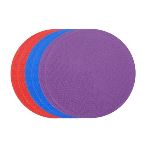PATIKIL Marcadores De Piso De 4 Pulgadas 6 Pcs Puntos Antideslizantes para Gimnasio Entrenamiento De Velocidad PE Danza Fútbol Baloncesto Deportes Rojo/Azul/Morado