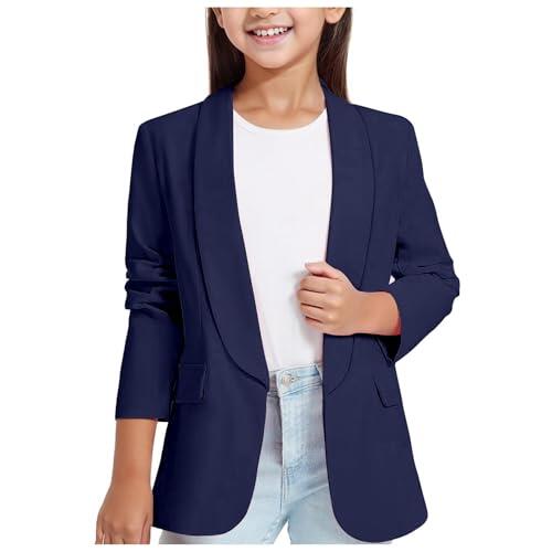 Chaqueta Formal para Niñas Casual para Niñas Manga Larga Chaqueta con Apertura Frontal y Bolsillos Interiores Abierto para Abrigo Formal como Presentaciones Escolares Solapablazer