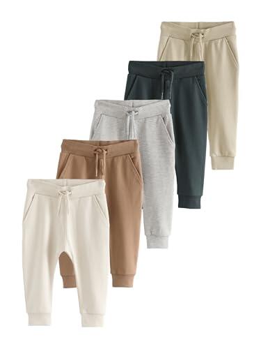 NEXT Niños Pack de 5 Pantalones de chándal de Corte Ajustado Stone/Tan Brown/Grey 6 Años-7 Años
