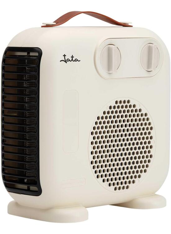 JATA JCTV1206 - Calefactor Bajo Consumo. Termoventilador Baño 2000 W. 2 Potencias. Ventilador. 2 Posiciones: Horizontal y Vertical. Antivuelco. Asa de Transporte. Compacto: 24 x 12,5 x 24 cm