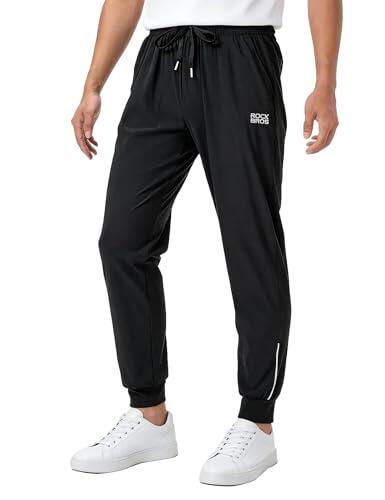 ROCKBROS Pantalones Largos de Ciclismo para Hombre, Pantalón con Bolsillos Ligero, Transpirable y Secado Rápido, Reflectantes para Entrenamiento Running Bicicleta de Carretera y MTB, Negro M