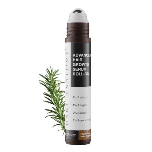 Bare Anatomy Advanced Roll-On - Suero para el crecimiento del cabello, 3% Redensyl + 4% Anagain + 2% Baicapil + 5% Romero, Agua de Arroz, Biotina y Palmera Saw | 25 ml