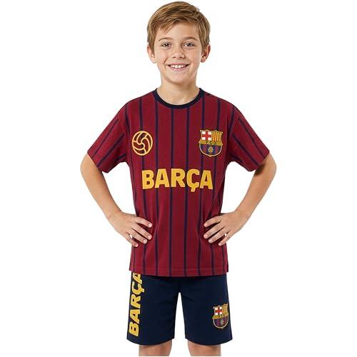 Get Trend FC Barcelona Pijama Niño 7-14 Años, Conjunto Verano Niño, Camiseta Manga Corta y Pantalón Corto 100% Algodón, Regalo Futbol (Barcelona, Burdeos/Azul Marino, 13-14 Años)