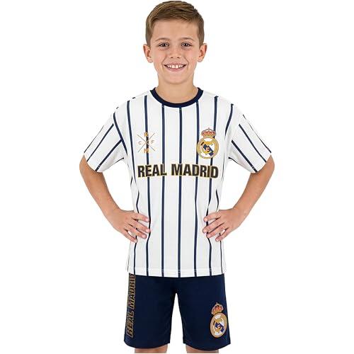 Get Trend Real Madrid Pijama Niño 7-14 Años, Conjunto Verano Niño, Camiseta Manga Corta y Pantalón Corto 100% Algodón, Regalo Futbol (Real Madrid, Blanco/Azul Marino, 11-12 Años)