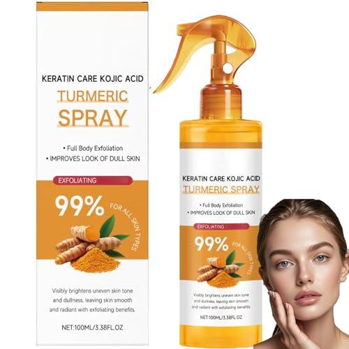 Peel Shot Keratin Pflege Kojicsäure Kurkuma, Peeling Corporal de Kojic Acid y Cúrcuma, Removedor de Células Muertas para la Cara, Spray Corporal Exfoliante con Retinol, para Todos los Tipos de Piel.