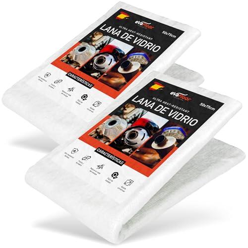 EVAFLOOR® Pack 2 Fibra Lana de Vidrio 50x75 cm - 8mm Grosor | Resistente hasta 800 °C | Reduce Ruido Escape | Fácil Instalación | Apto Enduro, Quad y Scooter