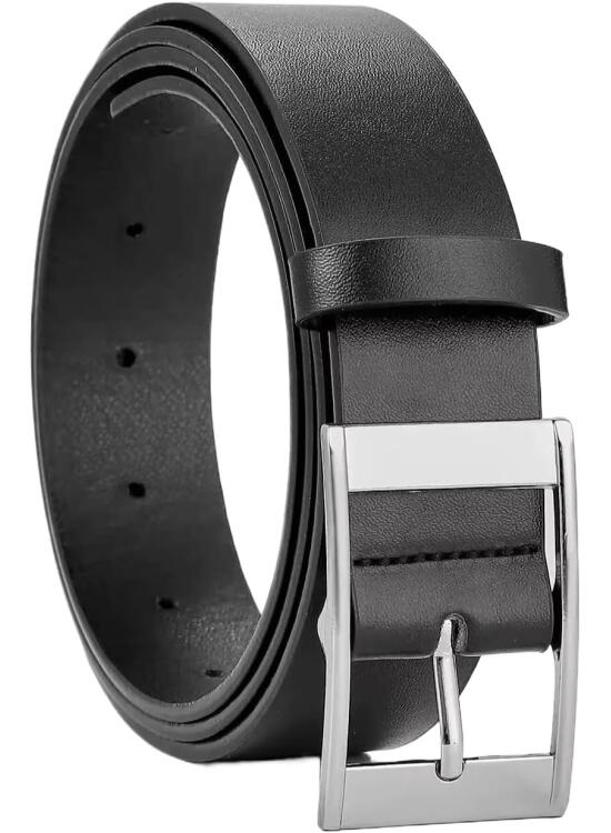 Cinturón para hombre, diseño minimalista de hebilla de aguja, correa de cintura negra para trajes casuales y formales, perfecto para jeans