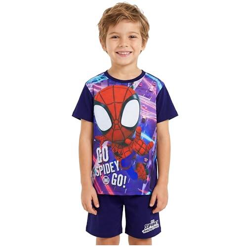 Marvel Spidey y Sus Amigos Pijama Niño 3-8 Años, Conjunto Verano Niño, Camiseta Manga Corta y Pantalón Corto, Regalo Niños (3-4 Años, Rojo/Azul Marino Spidey, 1 Paquete)
