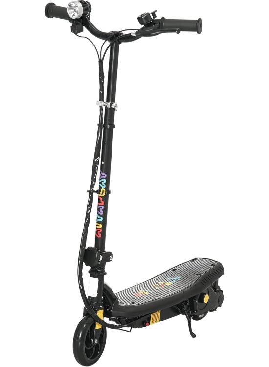 HOMCOM Patinete Eléctrico para Niños de 7-14 Años, Plegable, Patín Eléctrico, MAX. 12 km/h, Motor 120 W, Autonomía Máxima 10 km, con Manillar Ajustable en Altura, Faro LED y Freno
