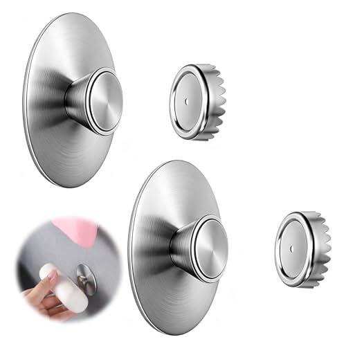 2 Jabonera Magnética, Dispensador de Jabón Magnético Sin Taladro, Jabonera de Acero Inoxidable, Instalación en Pared para Cocina y Baño