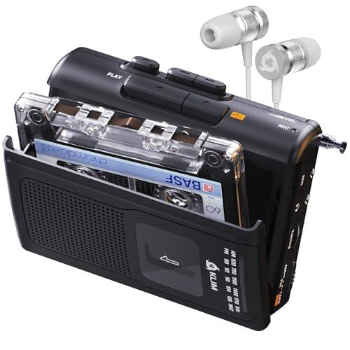 KLIM K8 Reproductor Cassette con Auriculares Fusion - Nueva versión - Cassette Player - Am/FM Radio - Micrófono y Altavoz Integrados - Conector para Auriculares y Auriculares