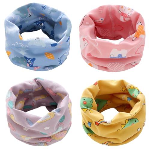 Yogopro 4 Piezas Bufandas de Lazo para Niños Bufanda de Lazo Bufanda para el Cuello Niños y Niñas de Tubo de Algodón Calentador de Cuello Bufandas Multifuncional para Invierno Primavera Otoño