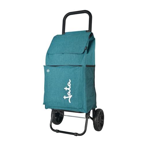 JATA HCAR2503 - Carro de la Compra 2 Ruedas. De 40L con Bolsa Refrigerante para Congelados. Carga hasta 30 kg. Bolsillos Laterales y Trasero. Chasis de Acero. Ligero