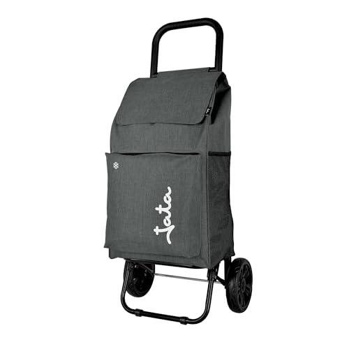 JATA HCAR2504 - Carro de la Compra 2 Ruedas. De 40L con Bolsa Refrigerante para Congelados. Carga hasta 30 kg. Bolsillos Laterales y Trasero. Chasis de Acero. Ligero
