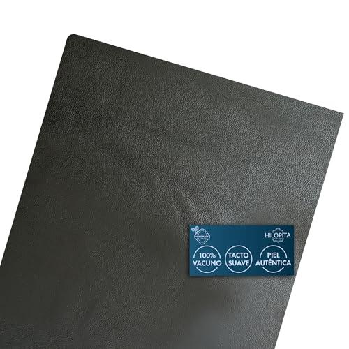 HILOPITA Retales de cuero natural 100% auténtico | Piel de vaca real para marroquinería y confección | Cuero flexible ideal para artesanos, diseñadores y proyectos DIY (20X25, NEGRO)