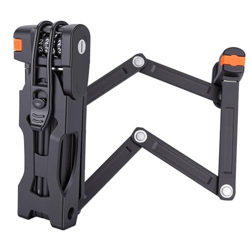 Exsulity Candado antirrobo plegable para bicicleta, candado de combinación de 4 dígitos de alta seguridad, compacto con soporte de fijación para bicicletas, scooters y motocicletas, negro
