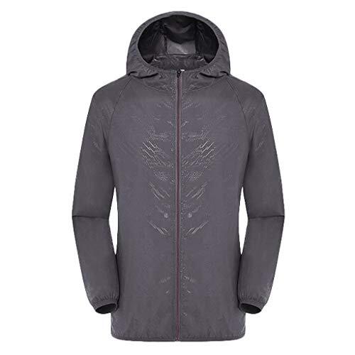Generisch Chaqueta cortavientos ultraligera para hombre como chubasquero transpirable con forro polar cálido para actividades al aire libre, gris, M