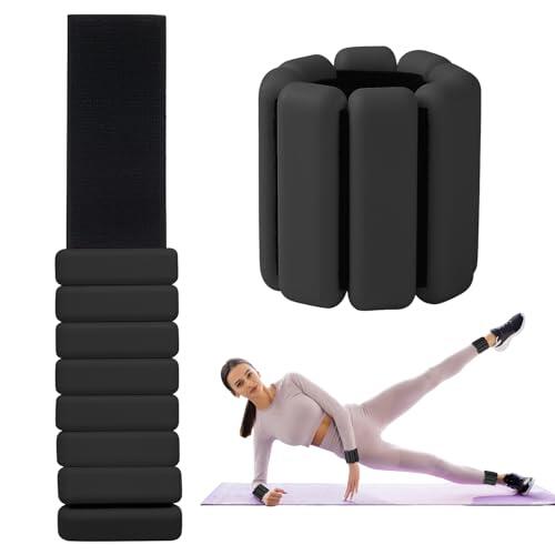 2 piezas Ajustables Pesas para Tobillos y Muñecas 900g para Yoga,Pilates,Correr,Nadar,Trotar y Entrenamiento de Fuerza (Negro)
