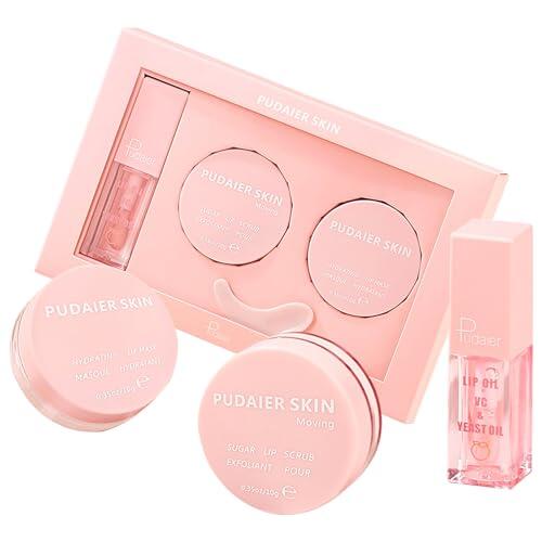 VolksRose Kit de Cuidado Labial - Exfoliante Suave de Azúcar, Mascarilla Nocturna Nutritiva y Aceite Labial - 3 en 1 para Labios Secos, Agrietados y Líneas Finas
