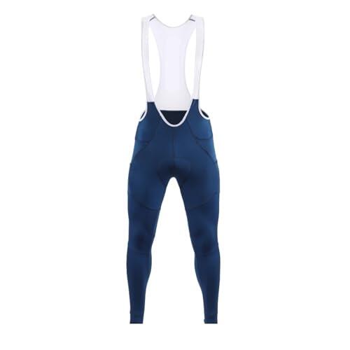 Culotte Con Tirantes De Ciclismo Pantalones con tirantes de ciclismo for hombre, pantalones térmicos lana almohadilla secado rápido for invierno, medias largas pechera gama alta Para Ciclismo(BLUE,XL)