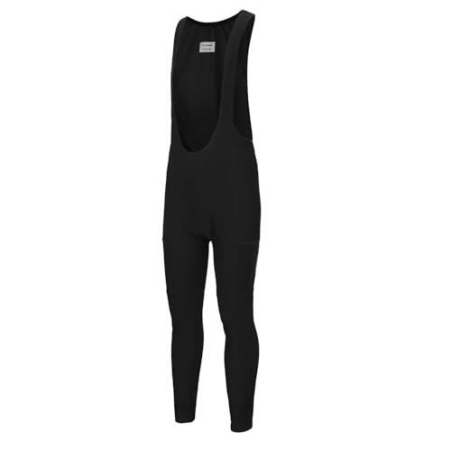 Culotte con Tirantes De Ciclismo 2 Bolsillos de Lana térmica Invierno for Hombre, Pantalones Largos con Pechera for Ciclismo, Mallas, Almohadilla cálida, for para Ciclismo(Black,S)