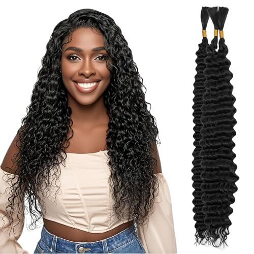 Aomig Ocean Wave Crochet Extensiones de pelo, 24" Wave Trenzado Crochet Suave, Trenzas de Pelo Africanas Extensiones, Sintético Rizado Trenzado, 3pcs Negro
