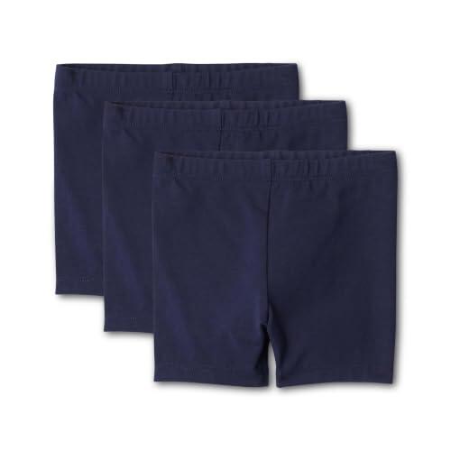 Amazon Essentials Pantalones Cortos de Ciclismo de Punto Elástico de Algodón Bebé-Niñas, Paquete de 3, Azul Marino, 2 años