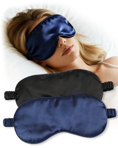 lulir Pack de 2 Antifaz para Dormir - Máscara de Dormir Plana y Ultra Ligera, Antifaz Bloqueador de Luz con Banda Elástica para Viaje, Siesta y Noche, Regalo de San Valentín | Hombres y Mujeres