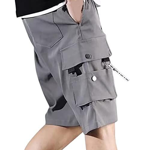 Generisch Pantalones cortos cargo para hombre, informales, tiempo libre, aventura, trabajo, con bolsillos, para trekking, uso diario, gris, XXL
