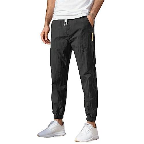 Generisch Pantalones de chándal para hombre con bolsillos para actividades deportivas, tiempo libre, con ajuste cómodo, diseño funcional, ideal para entrenamiento diario, Negro , L