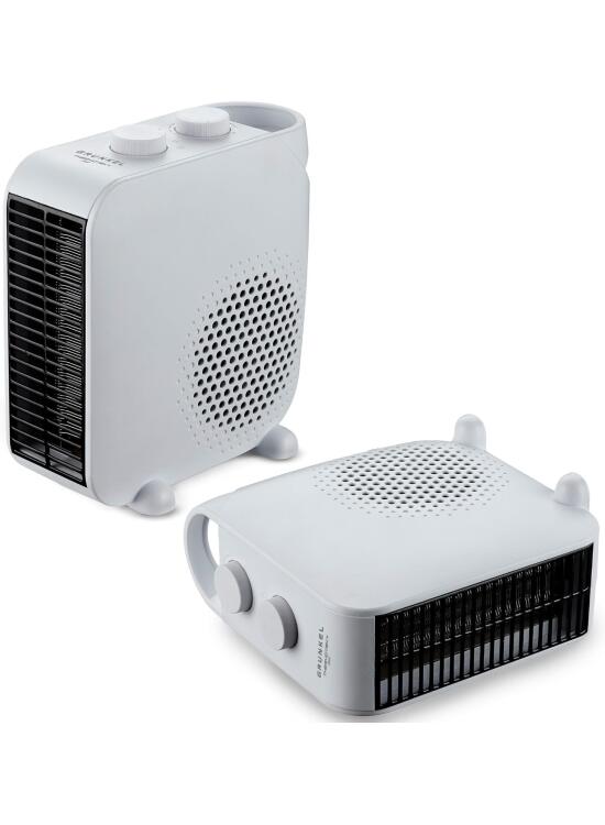 Calefactor GRUNKEL CF-2000DUAL 2000W | 2 Niveles de Potencia | Termostato Regulable | Función Ventilador | Uso Horizontal o Vertical | Protección Sobrecalentamiento | Diseño Compacto Dual Position