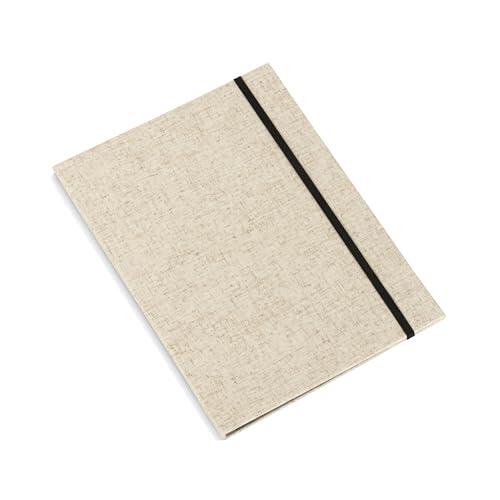 BIGSO PAULINA Carpeta A4 – Caja de almacenamiento con banda elástica – Bandeja de escritorio para documentos, archivos y documentos – Carpeta de cartón y papel 100% reciclado – Lino