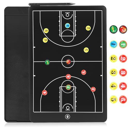 Pizarra táctica LCD de 16 pulgadas para baloncesto Tarjeta electrónica actualizada Almohadilla magnética táctica con marco ABS ecológico, impermeable, resistente a caídas con bolígrafo de baloncesto
