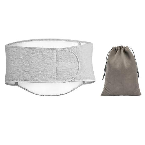 Faja Lumbar, Calentador de Vientre para Hombres y Mujeres con 1 Bolsa de Almacenamiento, Cintura Térmica de Felpa para Invierno, Calentador de Espalda con Cinta de Gancho y Bucle Engrosado, Gris