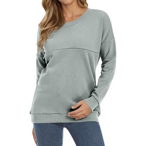 Generisch Camiseta de maternidad y lactancia para mujer - de manga larga con cremallera horizontal | Ropa cómoda de maternidad con función de lactancia, L