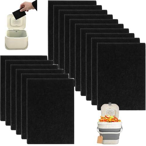 16 piezas de carbón activado, filtro antiolor, filtros de contenedores de compost para Joseph Joseph Papelera Filtro antiolor, filtro de carbón activo para bandejas de compost de cocina sin olor