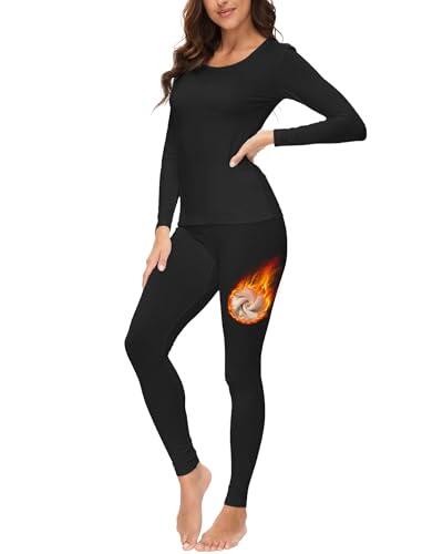 Prontiaduscire Conjunto Térmico para Mujer - Interior Ultra Cálido de Segunda Piel - Ajuste Delgado - 162N2 Negro XL