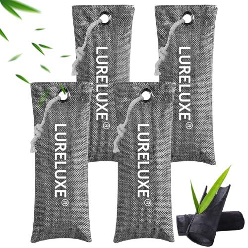 4 bolsas purificadoras aire de carbón De bambú para el hogar,Bolsas De carbón activado absorbente de olores,bolsas Saco Absorbente Carbón Activo Bambú,Desodorante Reutilizable(gris)