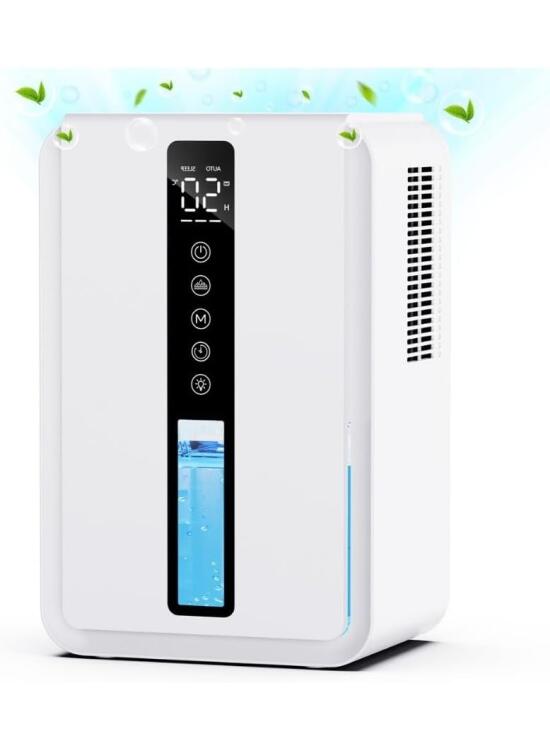 Deshumidificador Eléctrico 2500ML - Deshumidificador Bajo Consumo 3 Velocidades + 2 Modes, Deshumidificadores con Temporizador 48H - Descongelación Automática e 7 Colores RGB para Dormitorio y Baño