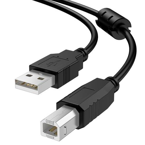 Vancle Cable USB 2.0 Impresora, Cable USB-A Macho a USB-B Macho con Conectores Dorados, para Samsung, HP, Canon, Brother, Escáner, Dell, Ricoh, Xerox, etc (1.5M)
